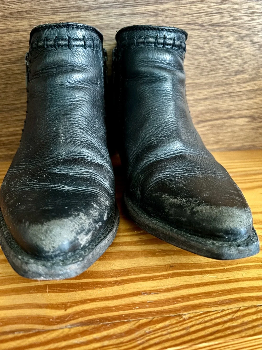 Leather western ankle boots